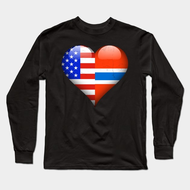 Half American Half Norwegian - Gift for Norwegian From Norway Long Sleeve T-Shirt by Country Flags